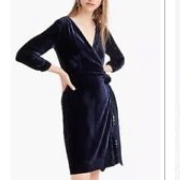 J. Crew Wrap Drapery Velvet Dress BLACK - Picture 2 of 5